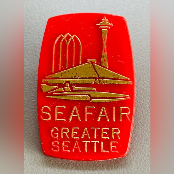 1968 Seafair Seattle Red Hydroplane Boat Promotional Tack Pin. Back same red - Picture 1 of 2